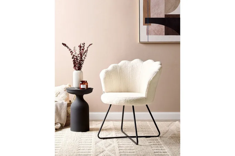 Lenestol Lovelock - Hvit, Svart/Bouclé - Møbler - Stoler - Lenestoler - Lenestol uten armlene