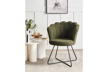 Lenestol Lovelock - Mørk grønn, svart/bouclé, Mørkegrønn, svart/bouclé - Møbler - Stoler - Lenestoler - Lenestol uten armlene