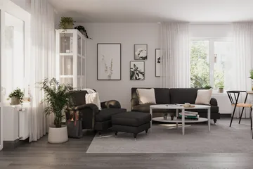 Howard Classic Lenestol med Fotskammel - Mørk grå - Møbler - Stoler - Lenestoler - Howard lenestol