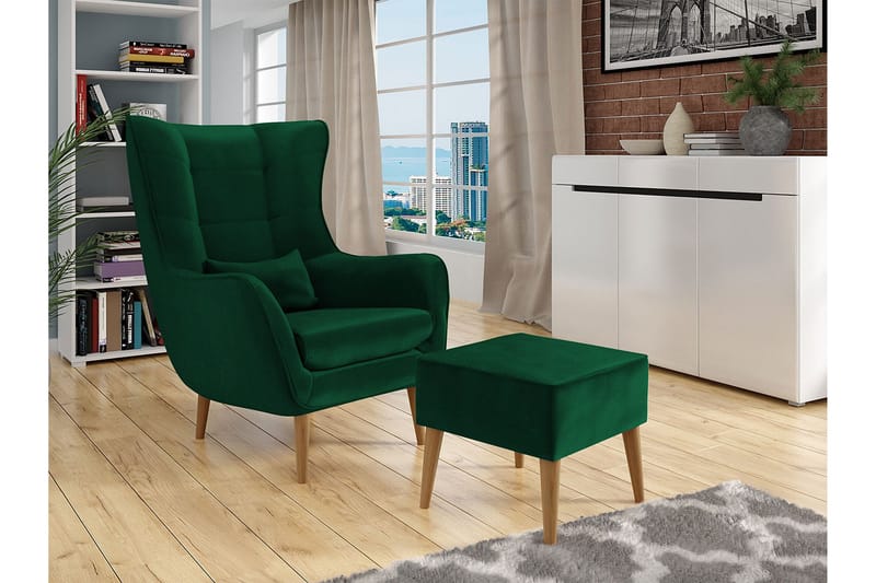 Lenestol - Grønn - Møbler - Stoler - Lenestoler - Fløyelslenestol