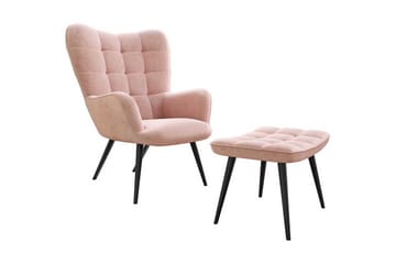 Lenestol - Rosa - Møbler - Stoler - Lenestoler - Lenestol med fotskammel