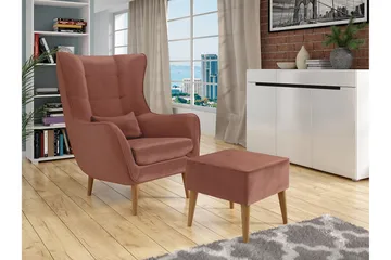 Lenestol - Rosa - Møbler - Stoler - Lenestoler - Fløyelslenestol