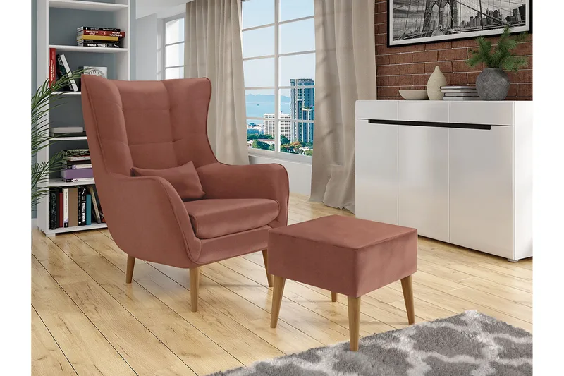 Lenestol - Rosa - Møbler - Stoler - Lenestoler - Fløyelslenestol
