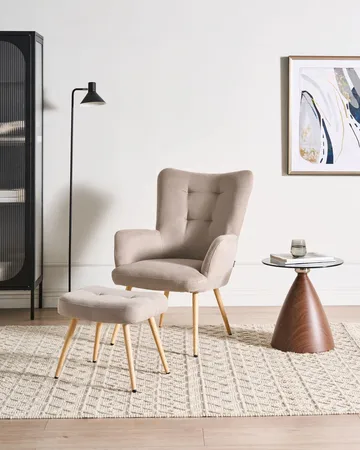 Lenestol Vejle - Beige - Møbler - Stoler - Lenestoler - Lenestol med fotskammel