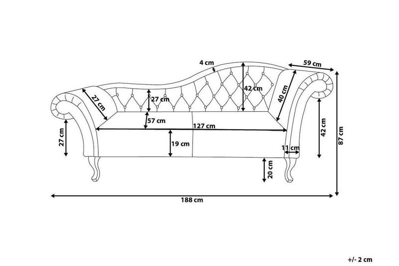 Lattes Høyre Rett Daybed 188 cm i Stoff - Rosa - Møbler - Sofaer - Dagsenger