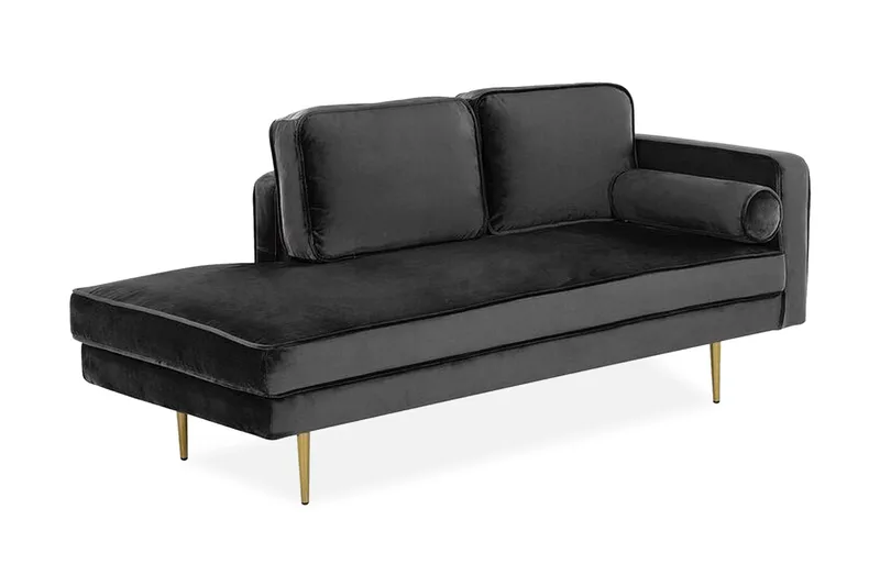 Llanfach Sjeselong Høyre Fløyel - Svart - Møbler - Stoler - Lenestoler - Liggestol