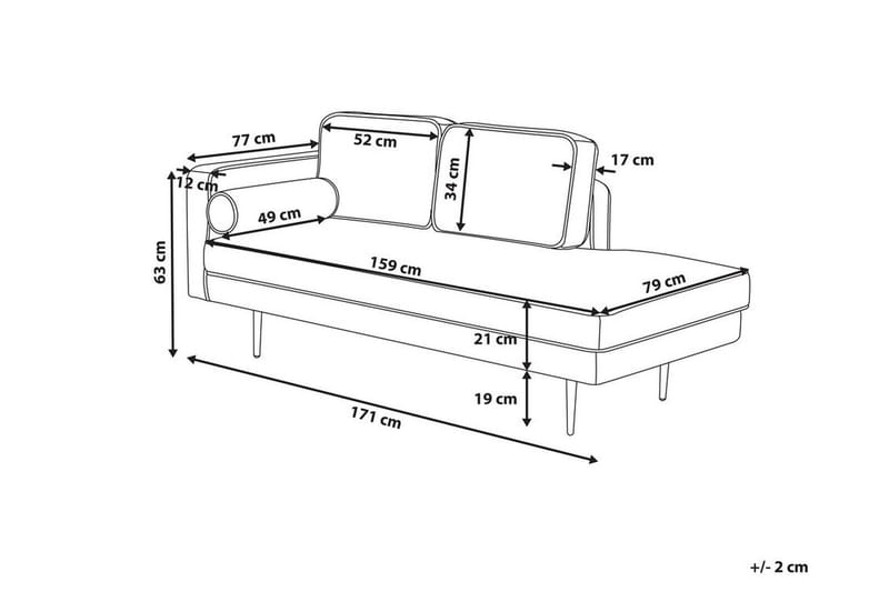 Llanfach Sjeselong Venstre Fløyel - Rosa - Møbler - Stoler - Lenestoler - Liggestol
