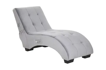 Volans Sjeselong med Bluetooth-høytaler - Fløyel/Grå - Møbler - Stoler - Lenestoler - Liggestol