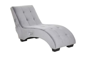 Volans Sjeselong med Bluetooth-høytaler - Fløyel/Grå - Møbler - Stoler - Lenestoler - Liggestol