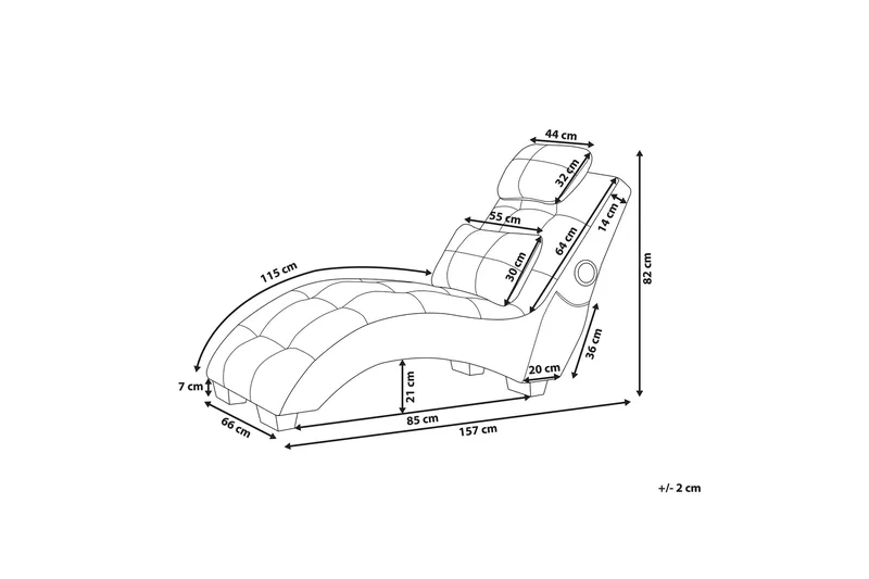 Volans Sjeselong med Bluetooth-høytaler - Fløyel/Grå - Møbler - Stoler - Lenestoler - Liggestol
