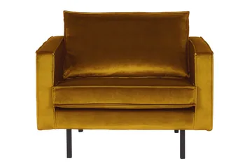 Lissbon Fløyelslenestol - Oker - Møbler - Stoler - Lenestoler - Fløyelslenestol