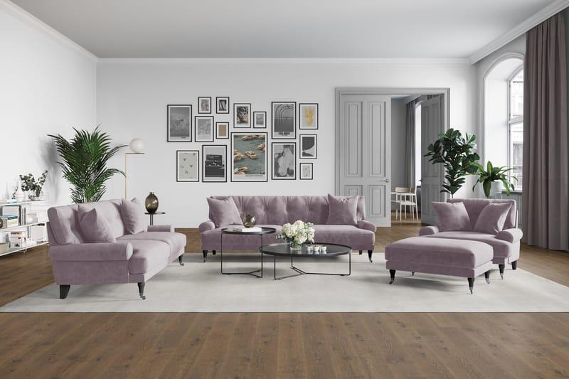Loveseat Webber Fløyel - Lilla|Krom - Møbler - Stoler - Lenestoler