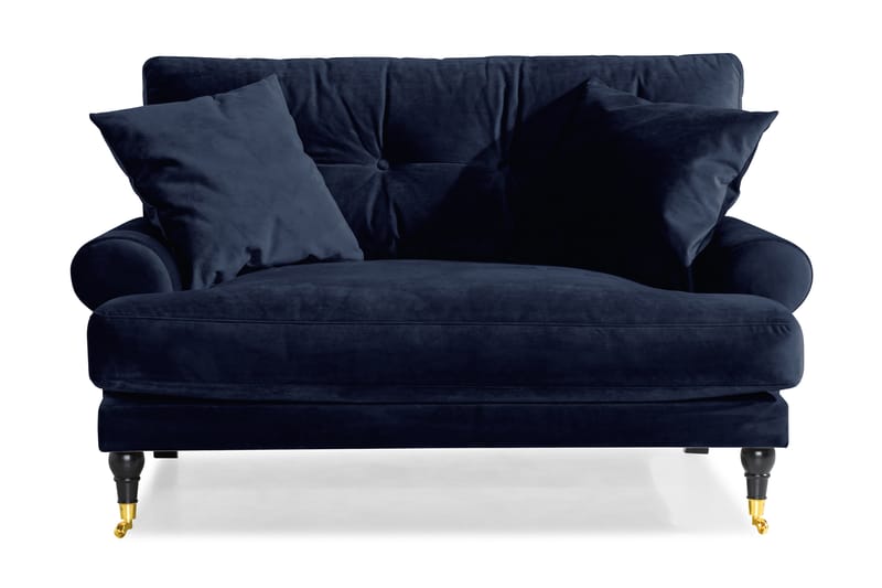 Loveseat Webber Fløyel - Midnattsblå|Messing - Møbler - Stoler - Lenestoler