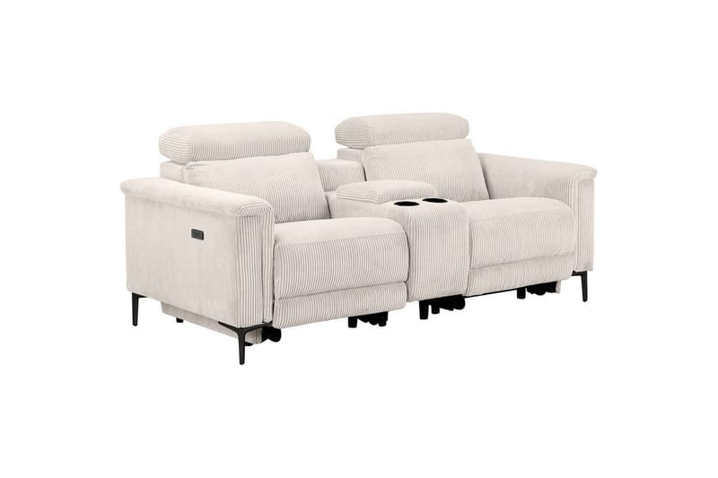 Lund 2-seter Reclinersofa 194 cm med Oppbevaring i Stoff, Hvit