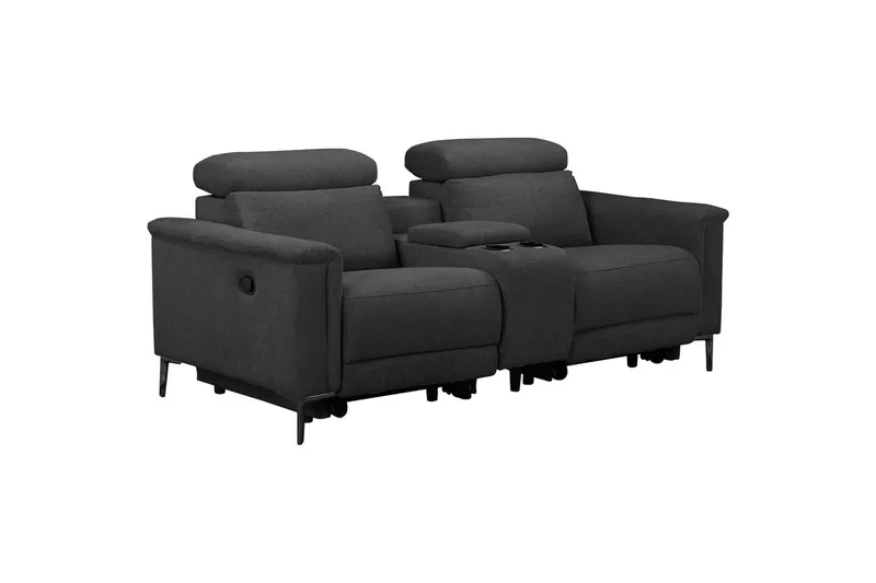 Lund 2-seter Reclinersofa med Oppbevaring i Stoff, Grå