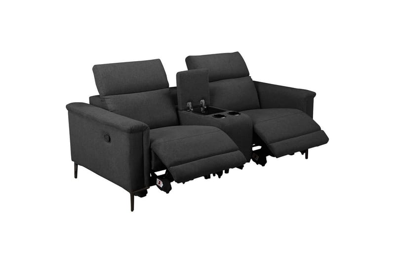 Lund 2-seter Reclinersofa med Oppbevaring i Stoff - Grå - Møbler - Sofaer - Reclinersofaer - 2 seters kinosofa & reclinersofa