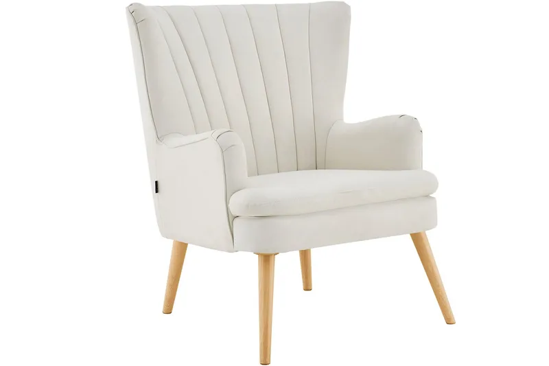 Marilee Loungelenestol med Fotskammel - Stoff/Kremhvit - Møbler - Stoler - Lenestoler