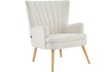 Marilee Loungelenestol med Fotskammel - Stoff/Kremhvit - Møbler - Stoler - Lenestoler