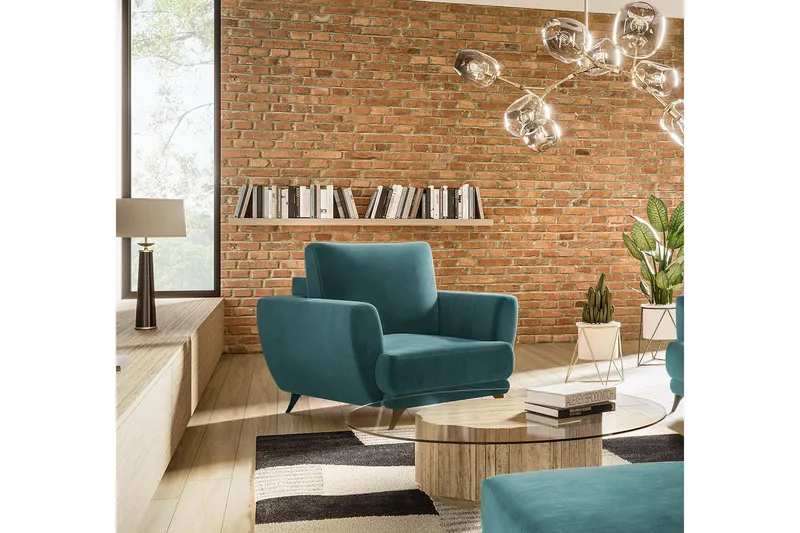 Megis Lenestol - Turkis - Møbler - Stoler - Lenestoler