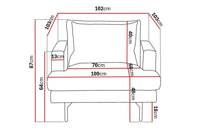 Menard Stor Lenestol Manchester Stoff - Lys Beige - Møbler - Stoler - Lenestoler