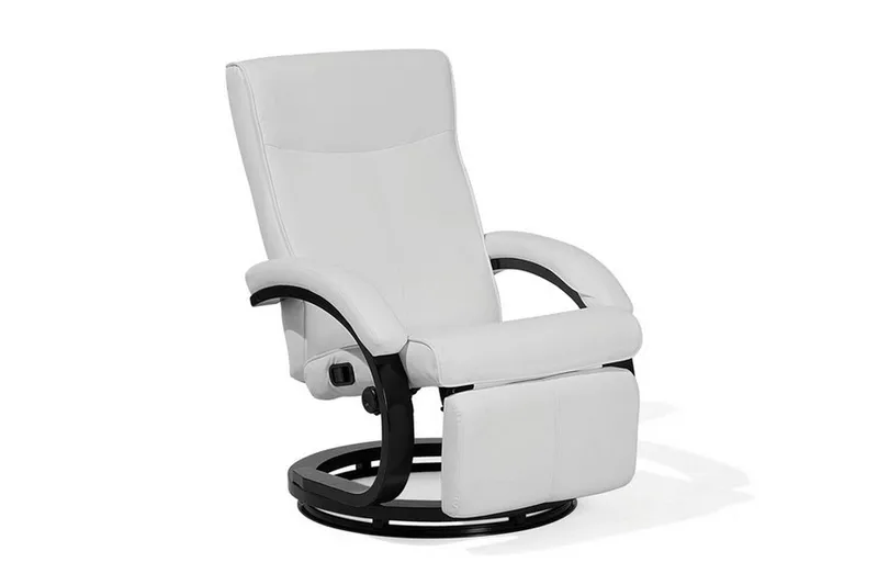 Might Oval Reclinerlenestol i Kunstlær med Metallunderstell, Hvit