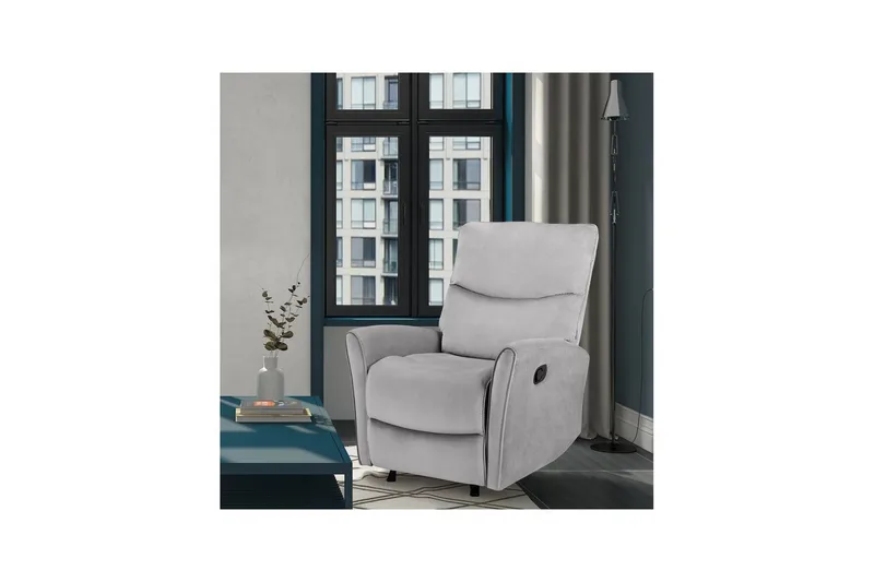 Recliner Chesley Grå, Fløyel/Metall/Tre - Grå, Fløyel/Metall/Tre - Møbler - Stoler - Lenestoler - Recliner