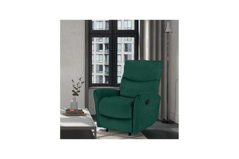 Recliner Chesley Mørk grønn, Fløyel/Metall/Tre - Mørk grønn, Fløyel/Metall/Tre - Møbler - Stoler - Lenestoler - Liggestol