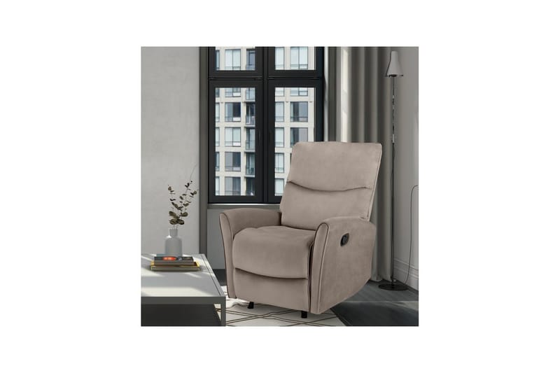 Recliner Chesley Taupe, Fløyel/Metall/Tre - Taupe, Fløyel/Metall/Tre - Møbler - Stoler - Lenestoler - Liggestol