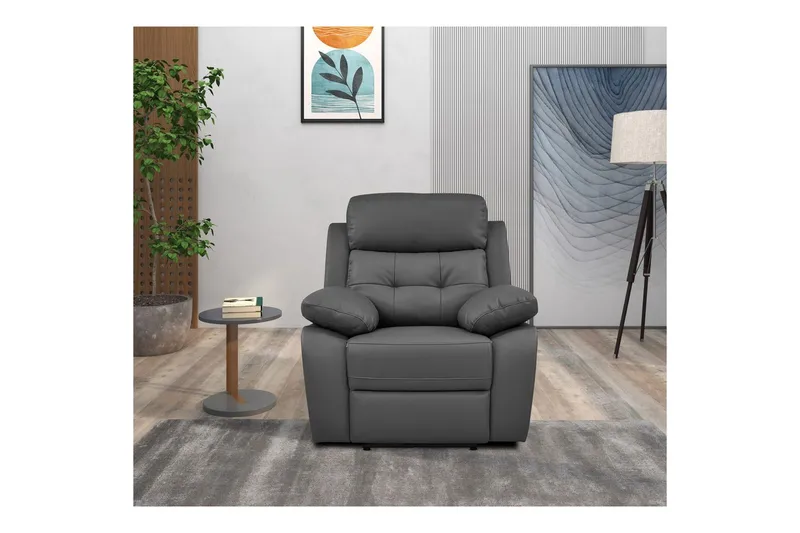 Recliner Lannilis Grå, PU/tre/metall, Manuell hvilestol - Grå, PU/tre/metall, Manuell hvilestol - Møbler - Stoler - Lenestoler - Recliner