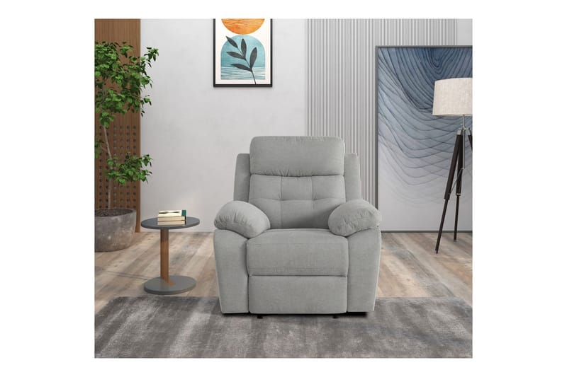 Recliner Lannilis Lys grå, Stoff/tre/metall, Elektrisk recliner - Lys grå, Stoff/tre/metall, Elektrisk recliner - Møbler - Stoler - Lenestoler - Recliner