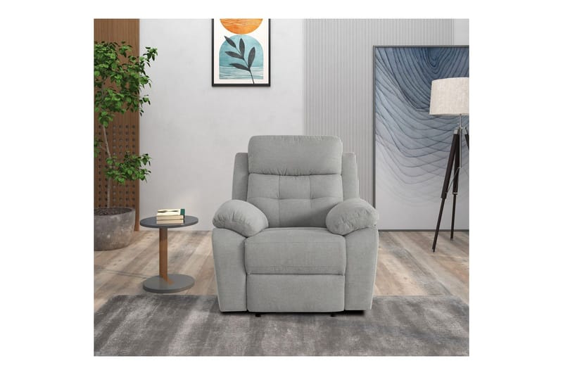 Recliner Lannilis Lys grå, Stoff/tre/metall, Manuell hvilestol - Lys grå, Stoff/tre/metall, Manuell hvilestol - Møbler - Stoler - Lenestoler - Recliner