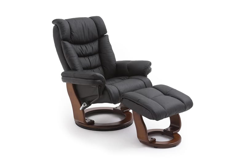 Lenestol+Fotskammel Toronto Valnøtt Lær/PVC Svart - Svart|Brun - Recliner