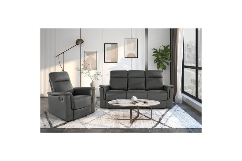 Recliner Southbrook Grå, PU/tre/metall, Manuell hvilestol - Grå, PU/tre/metall, Manuell hvilestol - Møbler - Stoler - Lenestoler - Recliner