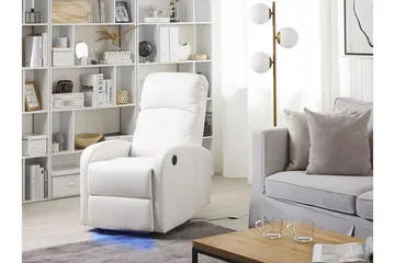 Virrat Lenestol LED-belysning + USB-port - Hvit - Møbler - Stoler - Lenestoler - Recliner