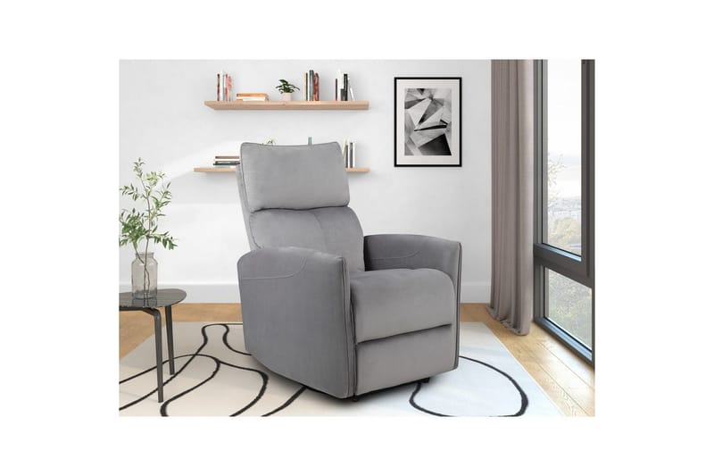 Recliner Pineto Grå, Fløyel/Metall/Tre - Grå, Fløyel/Metall/Tre - Møbler - Stoler - Lenestoler - Recliner