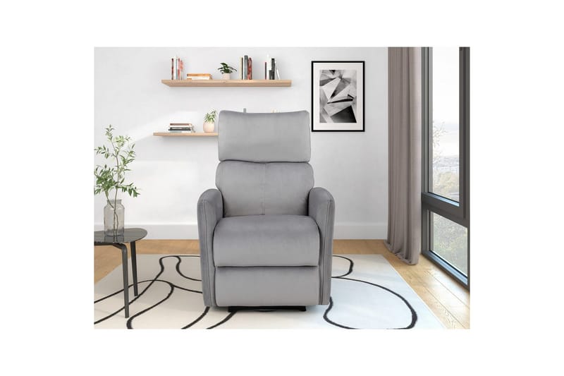 Recliner Pineto Grå, Fløyel/Metall/Tre - Grå, Fløyel/Metall/Tre - Møbler - Stoler - Lenestoler - Recliner
