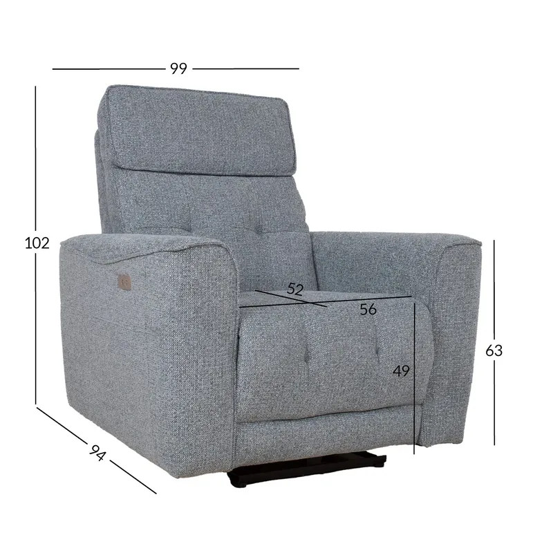 Reclinerlenestol Glendor med elektrisk mekanisme grå - Blågrå - Møbler - Stoler - Lenestoler - Recliner