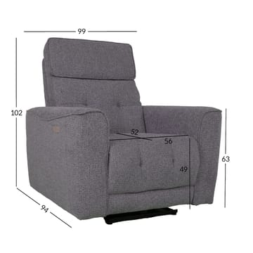 Reclinerlenestol Glendor med elektrisk mekanisme - grå - Møbler - Stoler - Lenestoler - Recliner