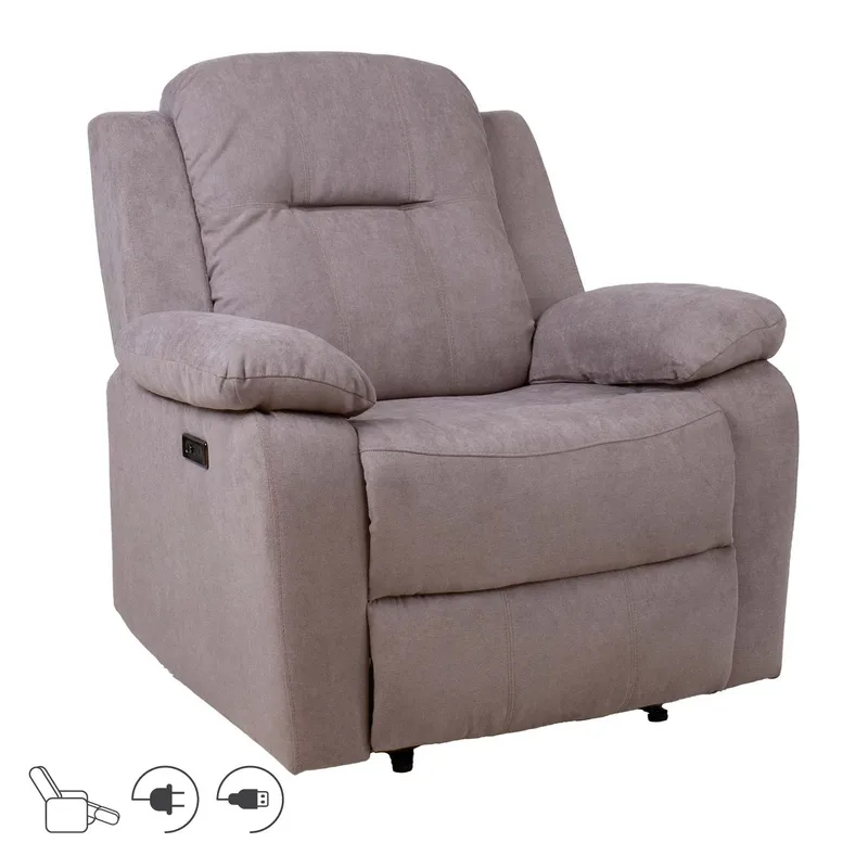 Reclinerlenestol Ylmark med elektrisk mekanisme, taupe