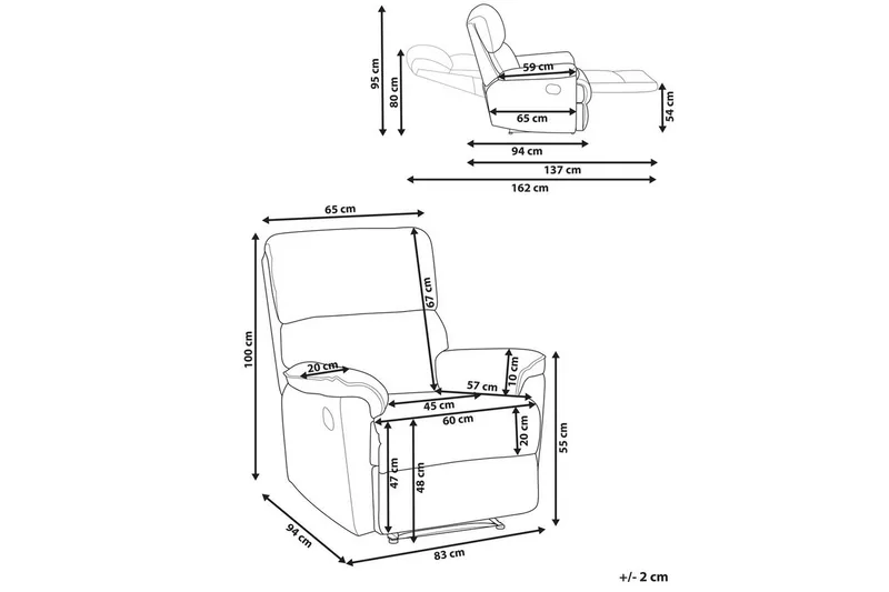Reclinerstol Everton - Grå - Møbler - Stoler - Lenestoler - Recliner