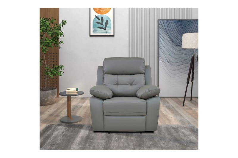Reclinerstol Loft24 Lenestol Lannilis lysegrå, PU/tre/metall, elektrisk hvilestol Ljusgrå - Møbler - Stoler - Lenestoler - Recliner
