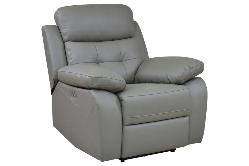 Reclinerstol Loft24 Lenestol Lannilis lysegrå, PU/tre/metall, elektrisk hvilestol Ljusgrå