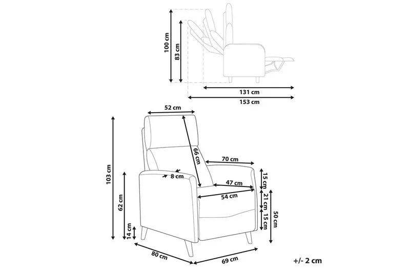 Reclinerstol Selvik Hvit/Svart - Hvit/Svart - Møbler - Stoler - Lenestoler - Recliner