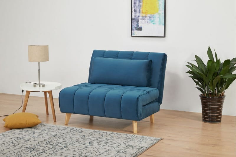 Douvrin Sovelenstol - Fløyel/Blå/Natur - Møbler - Stoler - Lenestoler - Sengestol