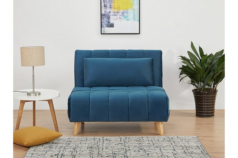 Douvrin Sovelenstol - Fløyel/Blå/Natur - Møbler - Stoler - Lenestoler - Sengestol