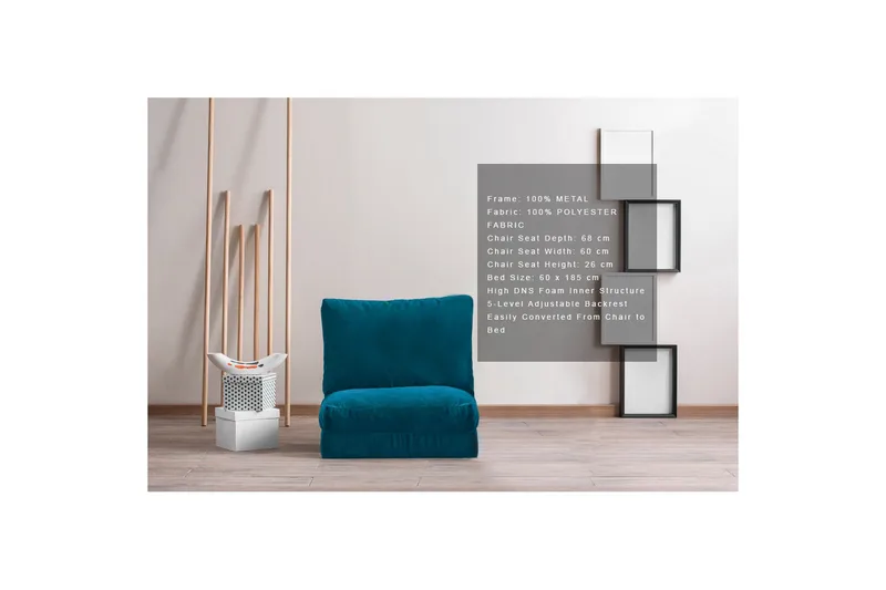 Maydena Sovelenestol 60x185 cm - Blå - Møbler - Stoler - Lenestoler - Sengestol