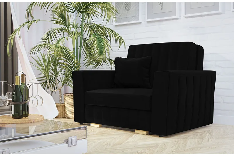 Upperud Sovelenestol - Fløyel/Svart - Møbler - Stoler - Lenestoler - Sengestol