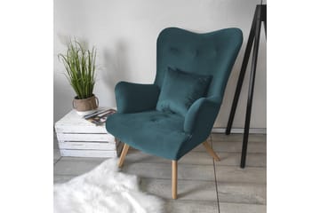 Skandynawski Lenestol - Fløyel/Blå - Møbler - Stoler - Lenestoler