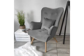 Skandynawski Lenestol - Fløyel/Grå - Møbler - Stoler - Lenestoler - Fløyelslenestol