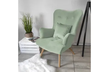 Skandynawski Lenestol - Fløyel/Grønn - Møbler - Stoler - Lenestoler - Fløyelslenestol